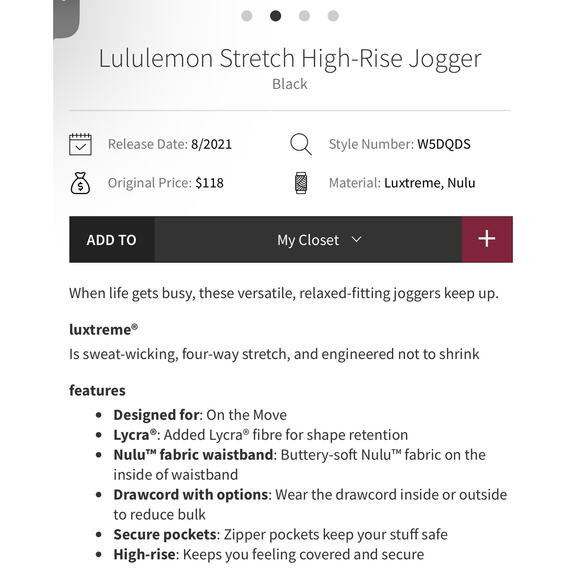 Lululemon Stretch High-Rise Jogger Black size 6 women - Picture 2 of 7